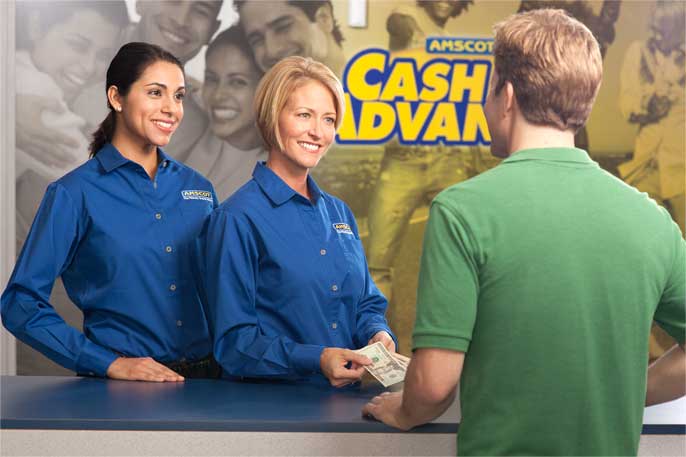 Cash Advance Customers at Amscot counter